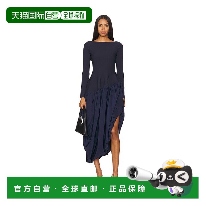 1h可退 香港直邮Simkhai 女士 Angela 长袖拼块中长连衣裙 524117