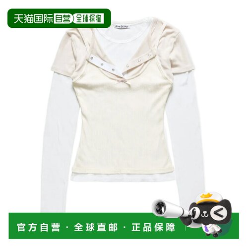 1h可退 香港直邮ACNE STUDIOS 女士T恤 AL05566D8 AW2026 白色 蝴