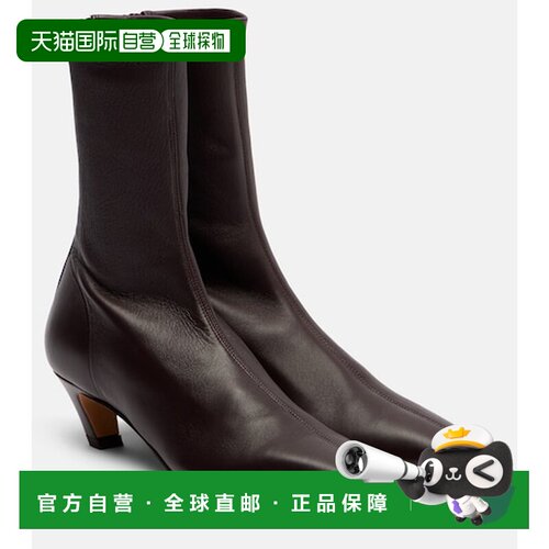 香港直邮KHAITE 女士 Arizona 皮质短靴 red红色 舒适时尚