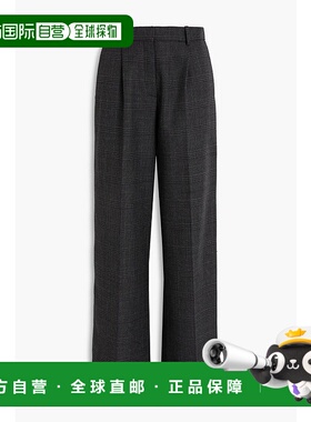 1h可退 香港直邮Sandro 女士 威尔士王子格纹羊毛花呢阔腿裤 SFPP