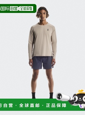 自营欧洲直邮ON昂跑 Performance男士沙漠色/浅棕灰色聚酯纤维长T