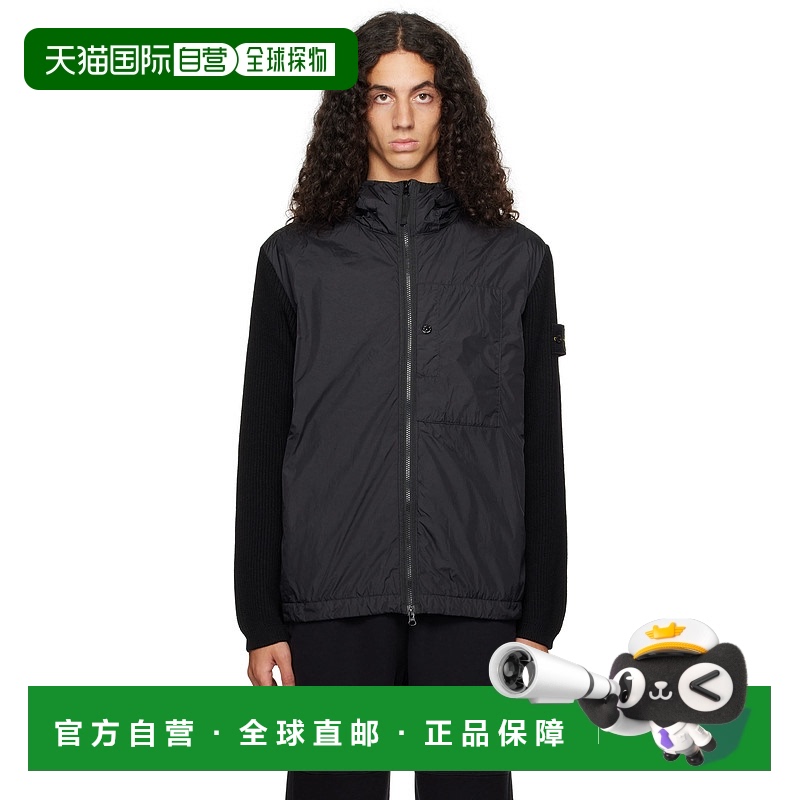 1h可退 香港直邮Stone Island 石头岛 男士 黑色 Crinkle Reps R-