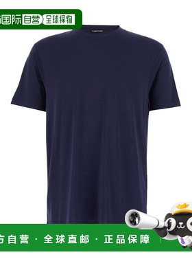 1h可退 香港直邮Tom Ford 汤姆 福特 男士 Front 蓝色圆领带LogoT