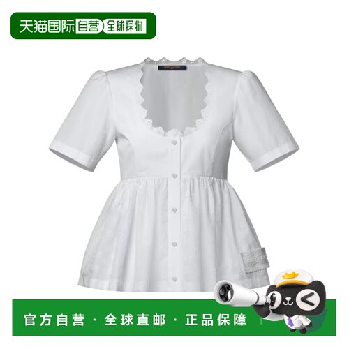 Louis Vuitton 刺绣饰边褶边上衣 FVBL47AQV000 【付后1h可退】
