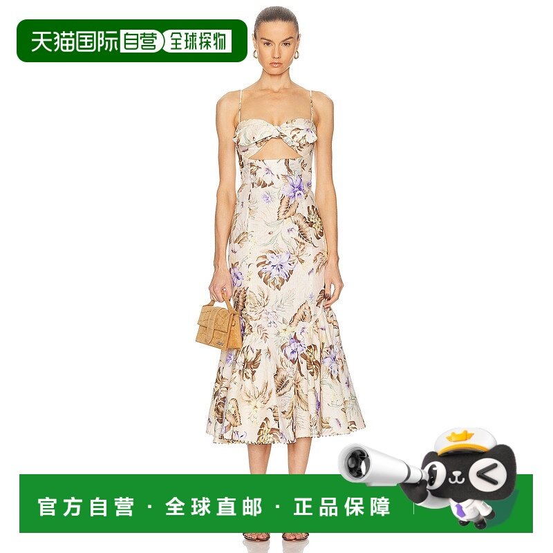香港直邮ZIMMERMANN 女士 Coco 前襟绑带中长连衣裙 3484DSS254,女装/女士精品,连衣裙,淘宝优惠券,粉丝福利购,淘宝优惠卷