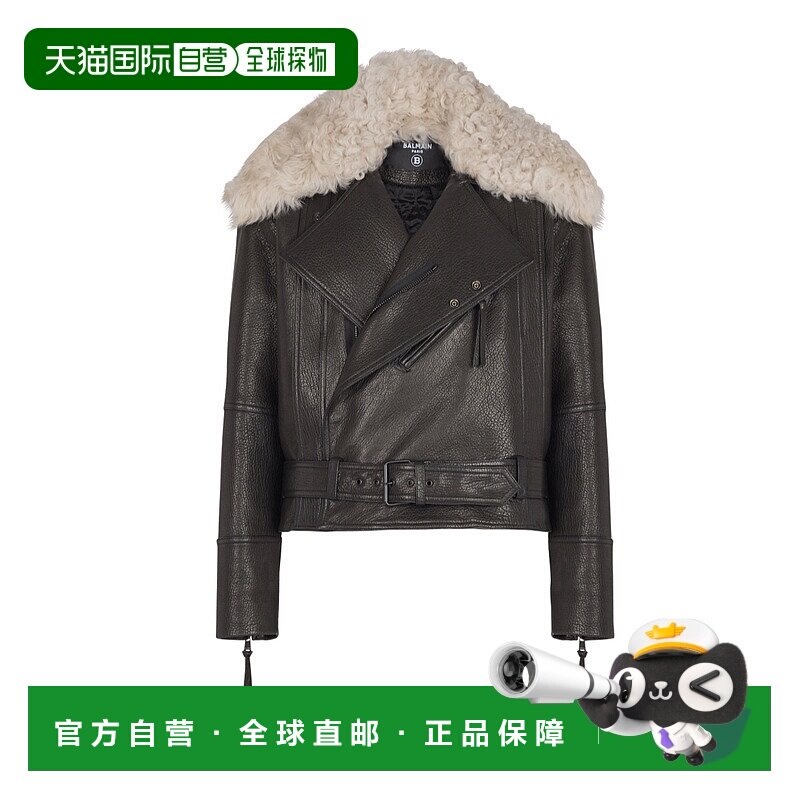 1h可退 香港直邮Balmain 羊毛领皮夹克 GH1TD575LE31西装
