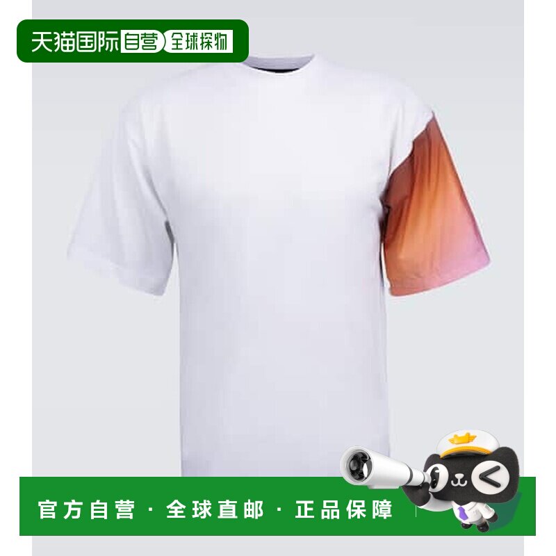 1h可退 香港直邮Prada 普拉达 男士 撞色袖T恤 white白色 舒适时