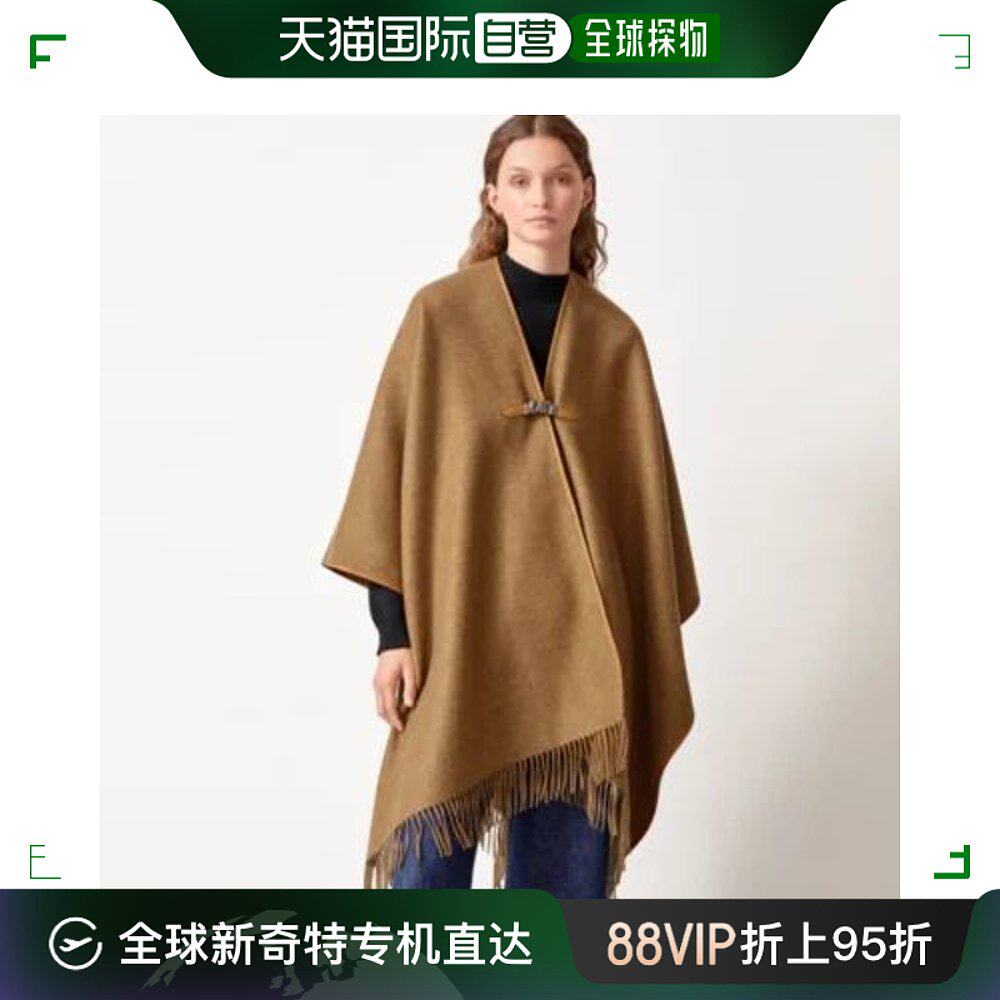 欧洲直邮hermes爱马仕驼色徽标披肩