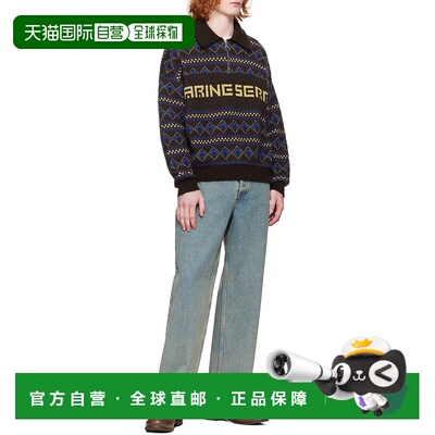 香港直邮Marine Serre 翻领长袖毛衣 MTK022ACKNI0532