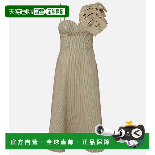 香港直邮FARM RIO 女士 Monstera 条纹亚麻中长连【付后1h可退】