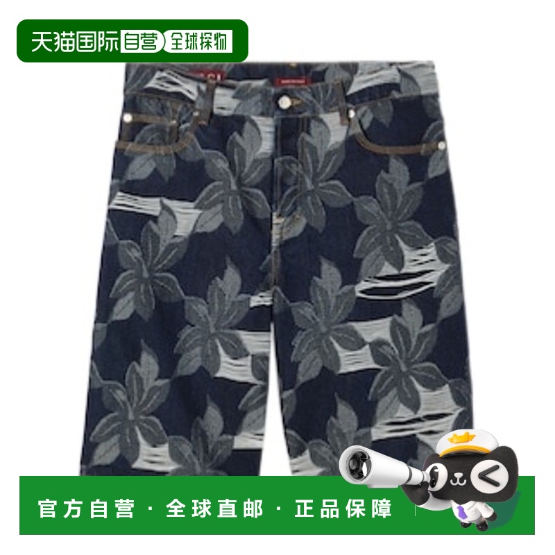 香港直邮Gucci 提花牛仔短裤 824222XDC9T