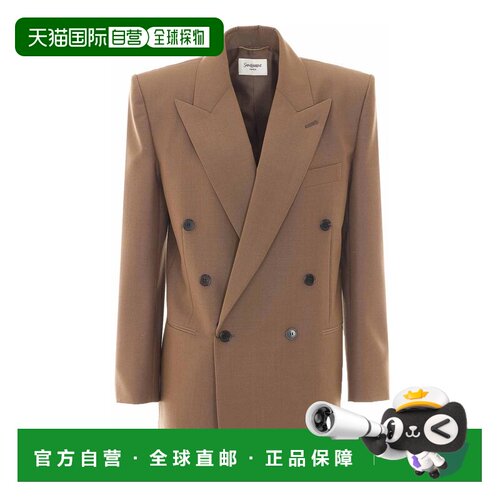 香港直邮Saint Laurent 圣罗兰 女士 MARRON GLACE 双排扣夹克 85