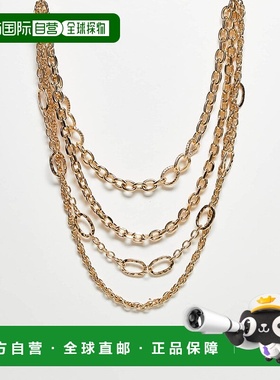 1h可退 香港直邮ASOS 女士 details 设计混合链条色调项链(4件套)