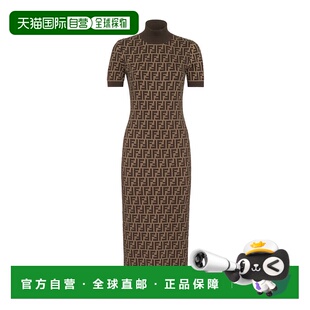 FZDC84ASJT高领长款 香港直邮Fendi FF提花连衣裙