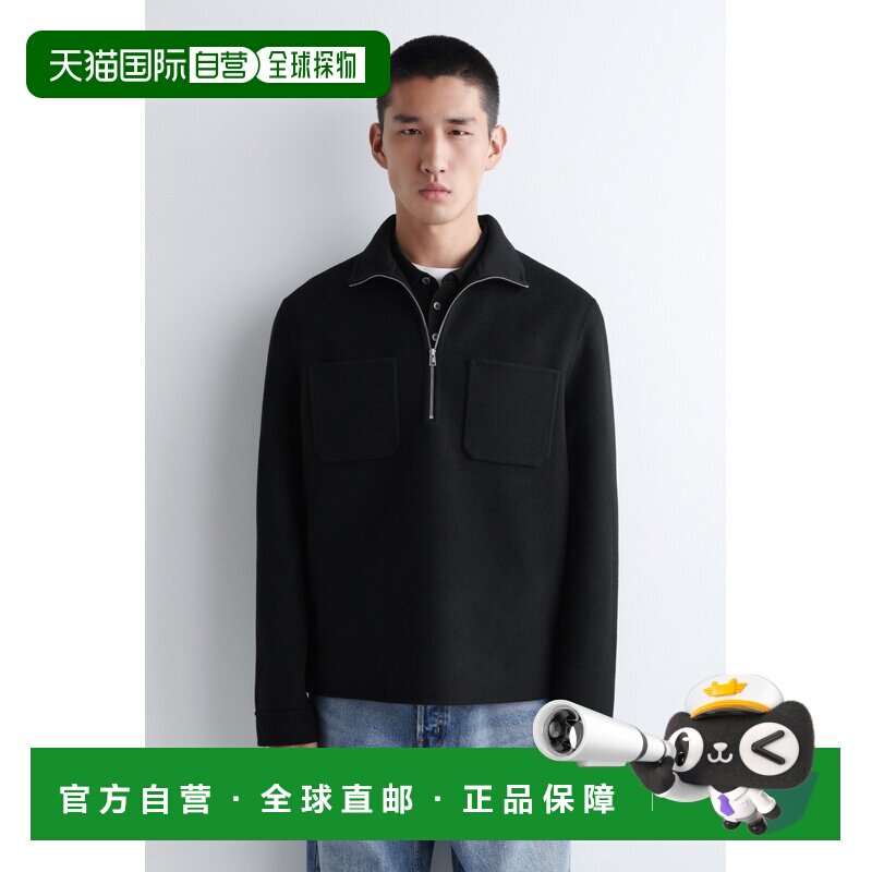 自营欧洲直邮COS 男士黑色羊毛混纺双面拉链衬衫长袖上衣男装图片