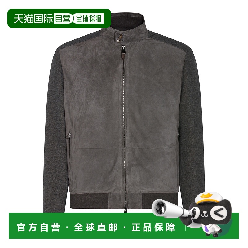 1h可退 香港直邮Canali 康钠丽 男士 深灰皮革夹克 O70477LE00145