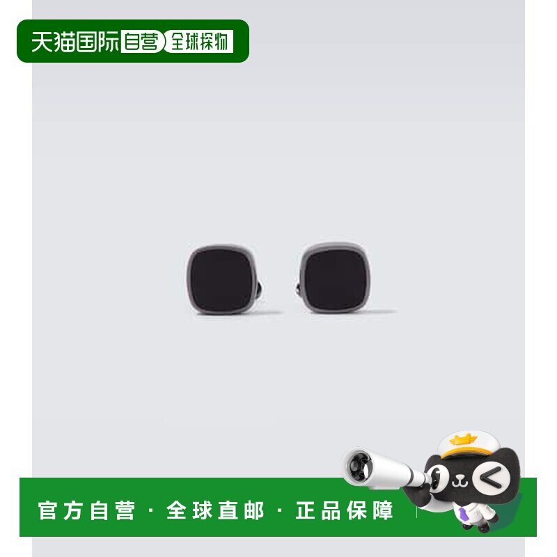1h可退 香港直邮armani 阿玛尼 男士 925 纯银珐琅袖扣 black黑色