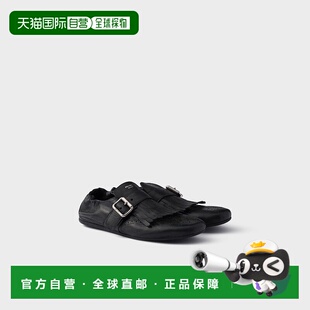 自营欧洲直邮Prada普拉达 Shuffle系列女士黑色小牛皮扣环与皮带