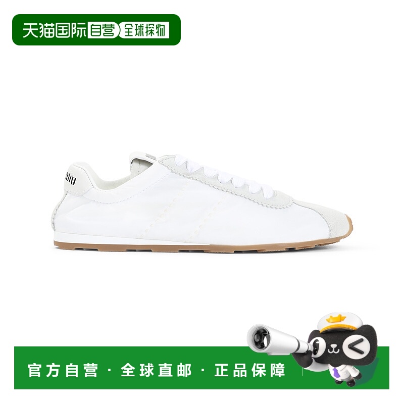 香港直邮Miu Miu 缪缪 女士 白色布织绒面革运动鞋 5E114EFD005D7