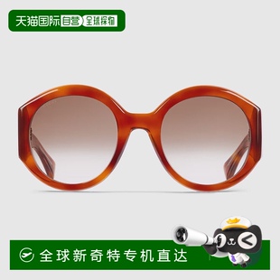 古驰 欧洲直邮Gucci 女士浅棕色醋酸纤维玳瑁纹logo标识铆钉棕色