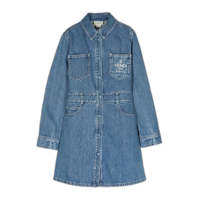 香港直邮Fendi logo标识牛仔连衣裙 JFB641AMHX