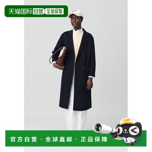 自营欧洲直邮Claudie Pierlot 女士藏青色羊毛双面中长款外套