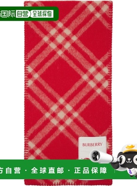 香港直邮Burberry 巴宝莉 女士 红色 Check Wool 围巾 8118631