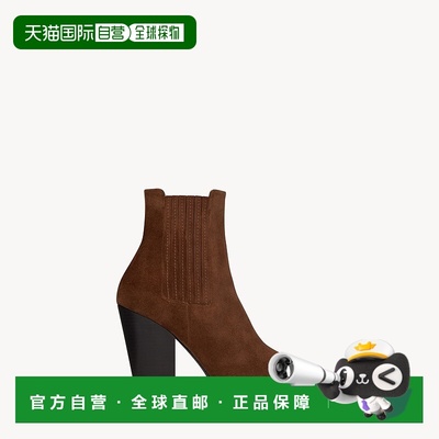 自营欧洲直邮YSL圣罗兰 THEO系列女士大地色小牛皮尖头靴子短靴