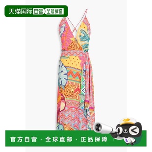 香港直邮FARM 连衣裙 RIO 流苏印花绉纱中长缠绕式 女士 1h可退