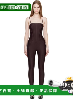 1h可退 香港直邮Mugler 穆勒 女士 酒红色 Boned Stretch 紧身连