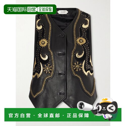 香港直邮versace 范思哲 女士 精饰皮革背心 10248941A18102