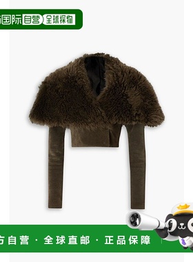 香港直邮Alaia 女士 短款毛羊皮绒面革夹克 AA9V03144C011