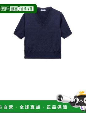 香港直邮Prada 普拉达 女士 V领羊毛毛衣(蓝色) P24M2RSOOO16SW