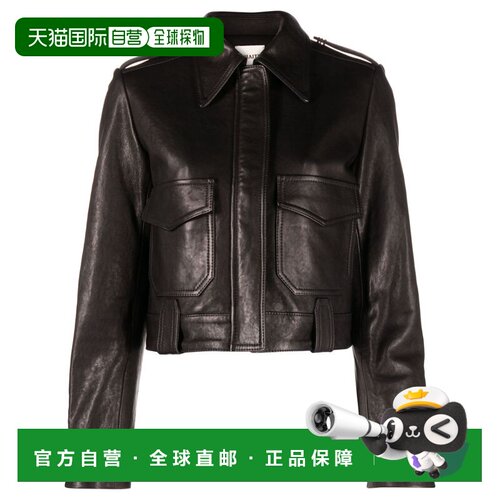 1h可退 香港直邮KHAITE 女士皮衣 6034729200 CO 黑色 长袖皮夹克