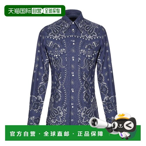 香港直邮Dsquared2 二次方 男士 花纹衬衫 blue蓝色 舒适时尚
