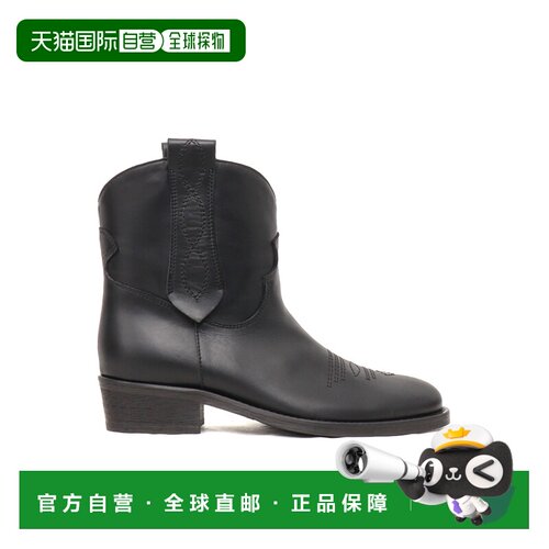 香港直邮Via Roma 15 女士高跟鞋 4035NERO AW2024 黑色 粗跟短筒