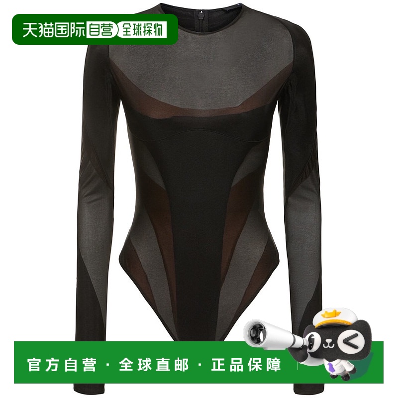 香港直邮Mugler 穆勒 女士 尼龙平纹针织长袖连体衣