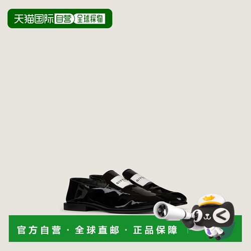 自营欧洲直邮Givenchy纪梵希 Label女士黑色漆皮乐福鞋一脚蹬