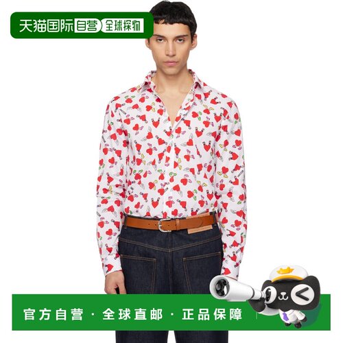 香港直邮Moschino 莫斯奇诺 男士 白色 & 红色 Print Lightweight