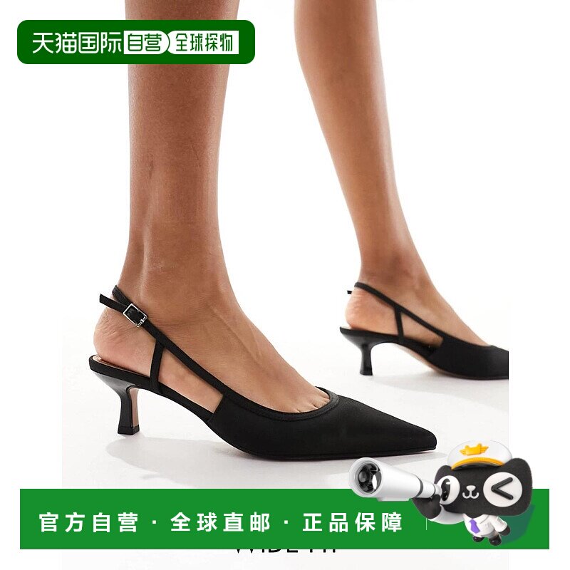 1h可退 香港直邮ASOS 女士 Strut kitten 设计宽版露跟高跟鞋(黑)