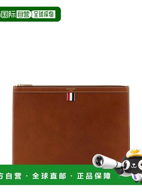 1h可退 香港直邮Thom Browne 汤姆 布朗 男士 Brown leather docu