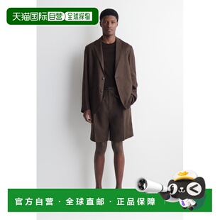 自营欧洲直邮COS 男士棕色亚麻褶皱腰围可调节百慕大短裤休闲裤