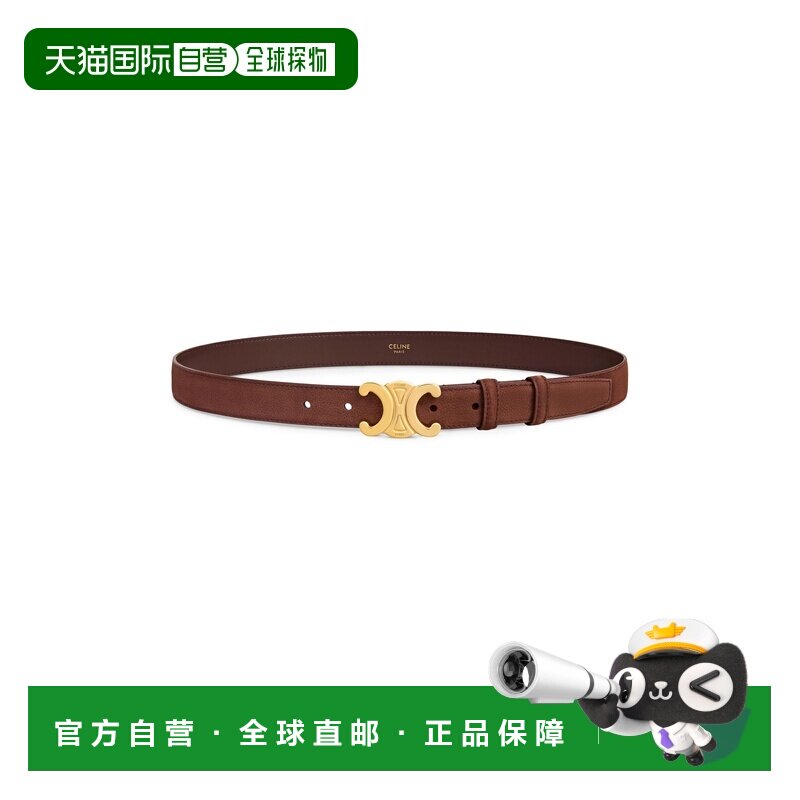自营1h可退 欧洲直邮CELINE思琳 Triomphe女士栗色小牛皮革中号腰图片
