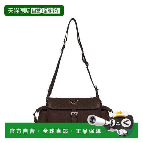 香港直邮Prada 普拉达 女士 深褐色绒面革肩包 1BD394VNOO008