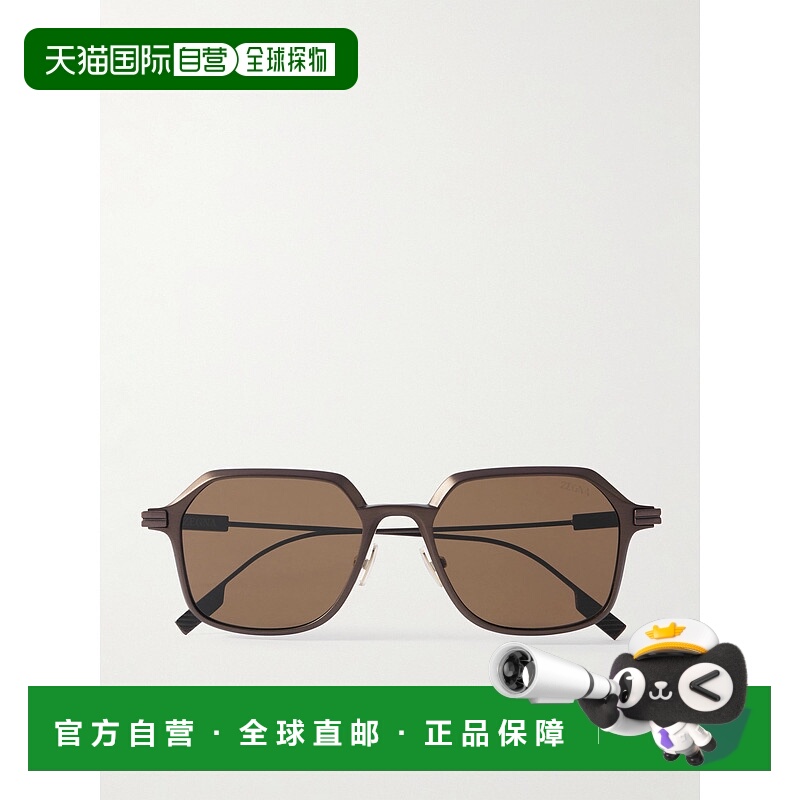 1h可退 香港直邮Zegna 杰尼亚 男士 Brushed-Aluminium D形框偏光