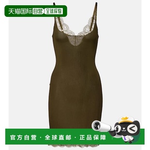 女士 圣罗兰 蕾丝边真丝针织布吊带连衣裙 Laurent 香港直邮Saint