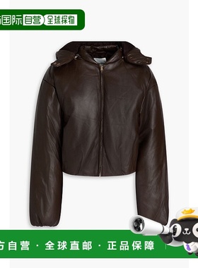 香港直邮Sandro 女士 皮革连帽夹克外套 SFPBL01040MARRON