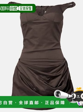 1h可退 香港直邮magda butrym 女士 棉混纺迷你连衣裙 brown棕色