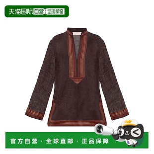 Tory Burch 托里 伯奇 女士 棕色亚麻衫 180051上衣女装