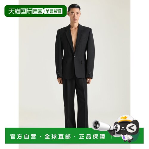 自营欧洲直邮Givenchy纪梵希 男士黑色羊毛双褶裤阔腿裤裤子